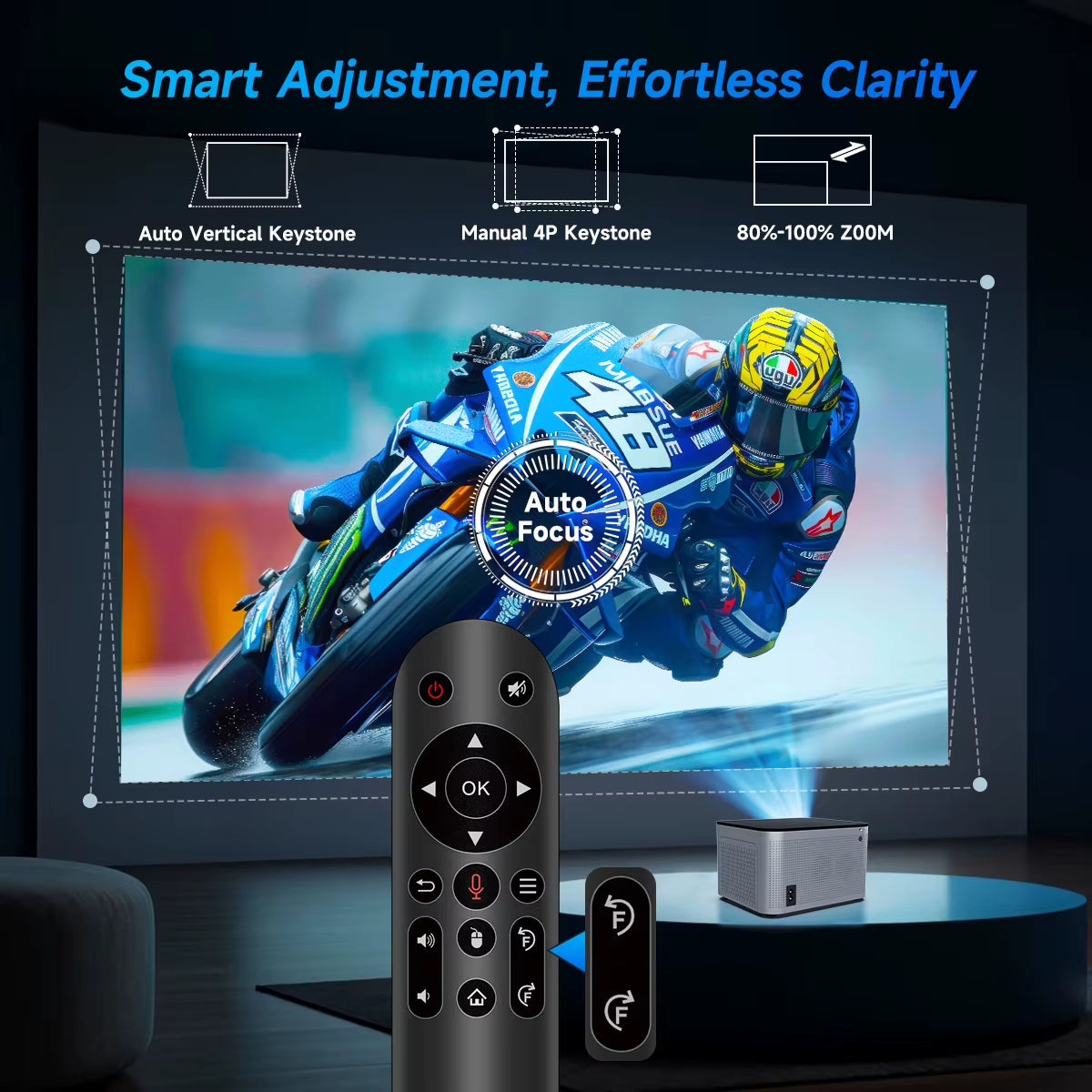4K Smart Projector - Android 11, 580 ANSI Lumens