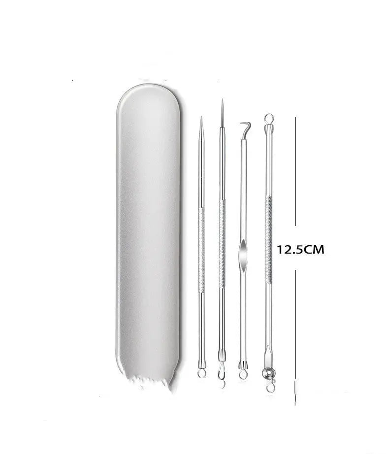 Pimple Pin Anti-acne Iron Box 4-piece Stainless Steel Double-headed Pimple Needle