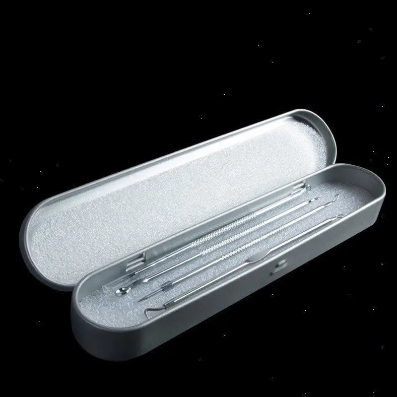 Pimple Pin Anti-acne Iron Box 4-piece Stainless Steel Double-headed Pimple Needle