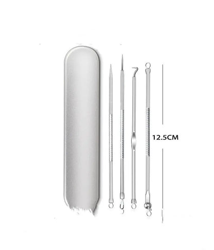 Pimple Pin Anti-acne Iron Box 4-piece Stainless Steel Double-headed Pimple Needle